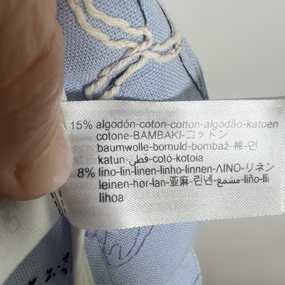 Zara Size Medium Blue Floral Embroidery High Rise Ankle Pleated Pants NWOT - Picture 12 of 14